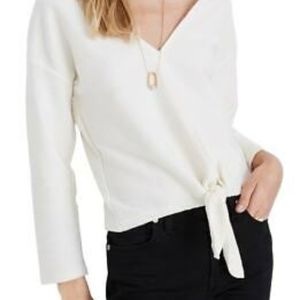 Madewell Texture & Thread Off-White Tie Front Top